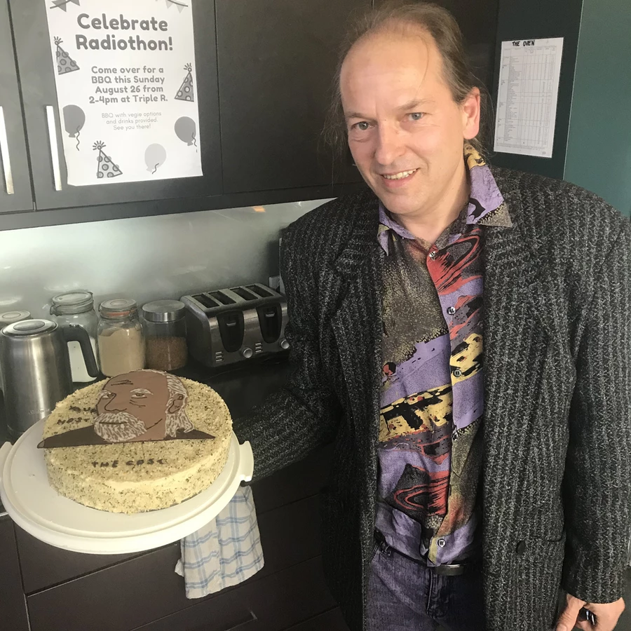 Herbert Hahn with His Ghost Cake
