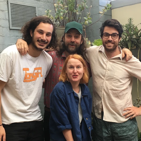 Summer Breakfasters Tom Trumble, Nat Harris and Olmo Salvatore with Glen Walton