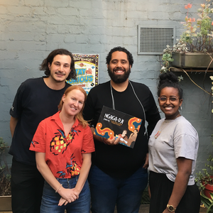 Areej, Nat and Tom with Indi Clarke